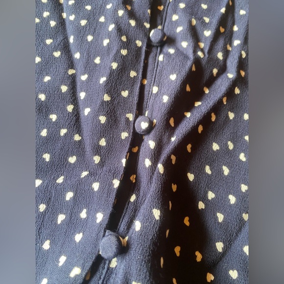 Rails Beaux Navy Blue Mini Hearts, Size Small, Peplum Shirt, Drawstring Waist - Picture 6 of 7